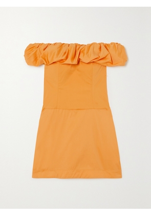 BONDI BORN - Madeira Off-the-shoulder Organic Cotton-blend Poplin Mini Dress - Yellow - x small,small,medium,large,x large