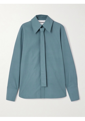 Jil Sander - Cotton-poplin Shirt With Tie - Green - FR 32,FR 34,FR 36,FR 38,FR 40