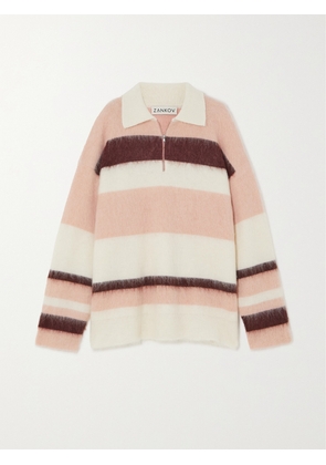 ZANKOV - Dimitri Striped Brushed Knitted Sweater - Pink - small,medium,large