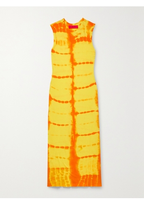 The Elder Statesman - Tie-dyed Cotton And Cashmere-blend Jersey Midi Dress - Yellow - x small,small,medium,large