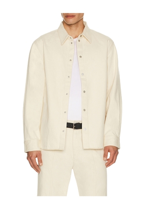 Helmut Lang Denim Shirt in Ivory. Size M. Also in S, XL/1X, XXL/2X.