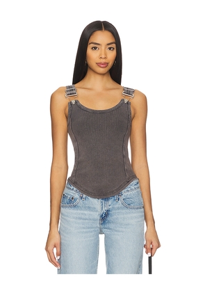 Free People x We The Free Jamie Buckle Tank In Black in Grey. Size L. Also in XS, S, M, XL.