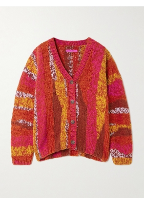 The Elder Statesman - Striped Organic Cotton-bouclé Cardigan - Red - XS/S,M/L