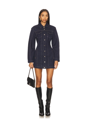 Good American Barrel Long Sleeve Mini Dress in Blue. Size L. Also in M, S, XL/1X, XS, XXXL/3X, XXXXL/4X.