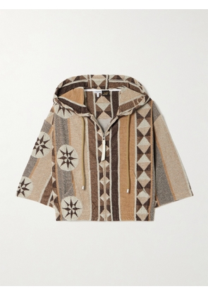 LOEWE - + Paula's Ibiza Cropped Jacquard-woven Cotton-blend Terry Hoodie - Neutrals - x small,small,medium