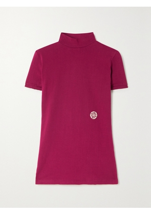 LUKHANYO MDINGI - + The Vanguard Appliquéd Cotton-jersey T-shirt - Burgundy - small,medium,large,x large