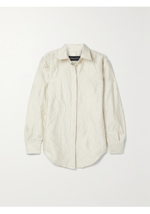 Brandon Maxwell - The Allie Crinkled Satin-twill Shirt - Off-white - US0,US2,US4,US6,US8,US10,US12,US14,US16