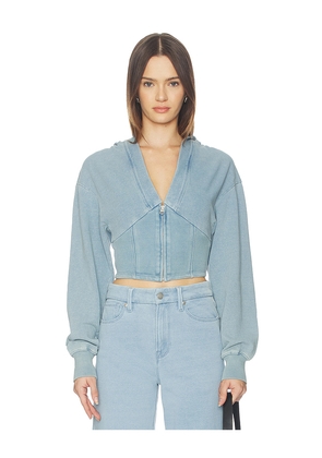 Good American Jeanius Zip Up Hoodie in Blue. Size L. Also in M, S, XL/1X, XS, XXL/2X, XXXL/3X.