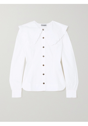 GANNI - + Net Sustain Ruffled Organic Cotton-poplin Blouse - White - DK32,DK34,DK36,DK38,DK40,DK42,DK44