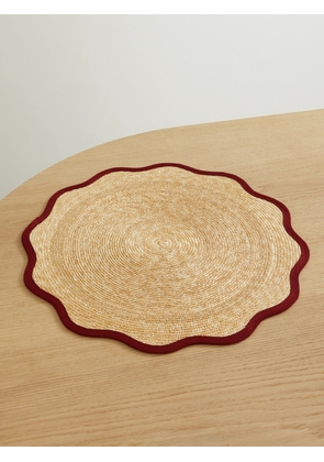 La DoubleJ - Cloud Set Of Two Grosgrain-trimmed Straw Placemats - Burgundy - One size