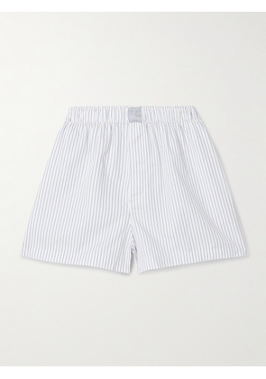 SKIMS - Boxer Striped Cotton-poplin Shorts - Zen Blue Stripe - XXS,XS,S,M,L,XL,2XL,3XL,4XL