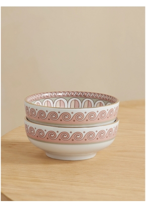La DoubleJ - Set Of Two Gold-plated Porcelain Snack Bowls - Pink - One size