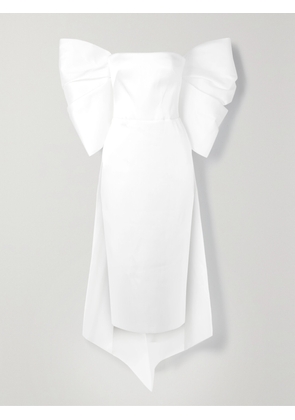 RASARIO - Bow-embellished Satin Midi Dress - White - US4,US6,US8,US10