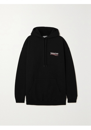 Balenciaga - Embroidered Printed Cotton-jersey Hoodie - Black - XS,S,M,L,XL