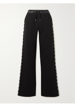 Moncler - Appliquéd Shell-trimmed Cotton-jersey Sweatpants - Black - xx small,x small,small,medium,large,x large,xx large