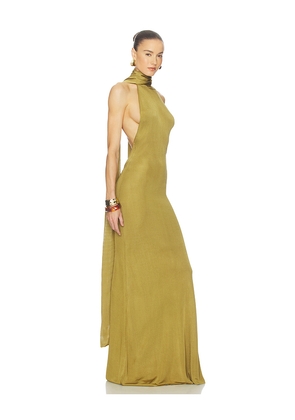 Helsa Novie Maxi Knit Dress in Metallic Gold. Size L. Also in S, XXS, XS, M, XL.