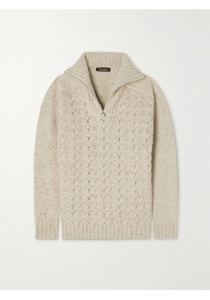 Loro Piana - Cable-knit Baby Cashmere Half-zip Sweater - Neutrals - x small,small,medium,large,x large
