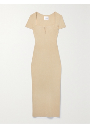 Galvan - Freya Ribbed-knit Midi Dress - Neutrals - x small,small,medium,large,x large