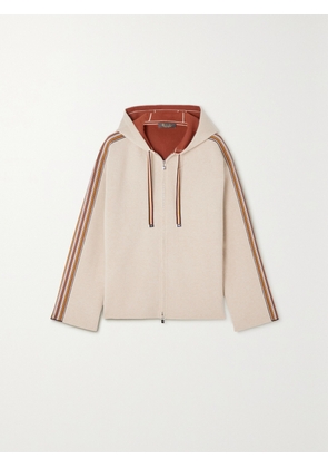 Loro Piana - Webbing-trimmed Cashmere Hoodie - Neutrals - x small,small,medium,large,x large