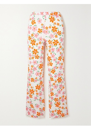ERL - Floral-print Crepe Flared Pants - Pink - x small,small,medium,large