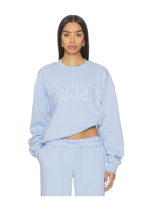 Frankies Bikinis Travel Day Cotton Crewneck Pullover in Baby Blue. Size S. Also in XS.