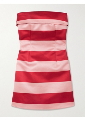 Emilia Wickstead - Sidnie Strapless Striped Duchesse-satin Mini Dress - Pink - UK 4,UK 6,UK 8,UK 10,UK 12,UK 14,UK 16