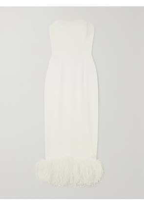 16ARLINGTON - Minelli Strapless Feather-trimmed Crepe Midi Dress - White - UK 4,UK 6,UK 8,UK 10,UK 12,UK 14,UK 16