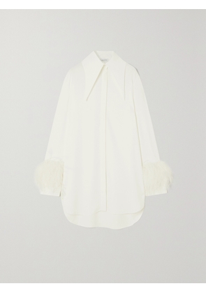 16ARLINGTON - Seymour Feather-trimmed Crepe Shirt - Ivory - UK 6,UK 8,UK 10,UK 12,UK 14,UK 16