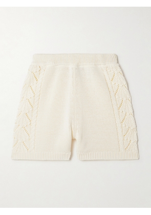 Loulou de Saison - Andel Cable And Pointelle-knit Cotton Shorts - Ivory - x small,small,medium,large,x large