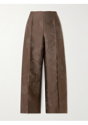 Emilia Wickstead - Daffy Cropped Cloqué Wide-leg Pants - Brown - UK 4,UK 6,UK 8,UK 10,UK 12,UK 14,UK 16,UK 18