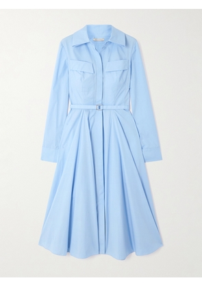 Emilia Wickstead - Pleated Cotton-poplin Midi Dress - Blue - UK 4,UK 6,UK 8,UK 10,UK 12,UK 14,UK 16,UK 18
