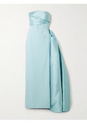 Solace London - Kinsley Strapless Draped Faille And Crepe Gown - Blue - UK 4,UK 6,UK 8,UK 10,UK 12,UK 14,UK 16