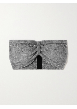 Alessandra Rich - Cropped Crystal-embellished Knitted Top - Gray - IT36,IT38,IT40,IT42,IT44,IT46