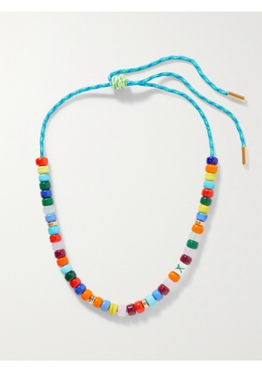 ÉLIOU - Buzio Cord, Bead And Gold-plated Necklace - Blue - A,B,C,D,E,F,G,H,I,J,K,L,M,N,O,P,Q,R,S,T,U,V,W,X,Y,Z