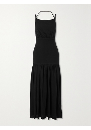 BASSIKE - + Net Sustain Open-back Paneled Organic-cotton Jersey Maxi Dress - Black - 01,2,3,4