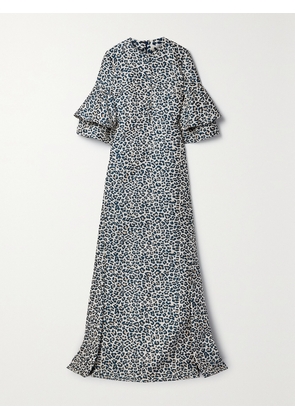 REEM ACRA - Metallic Cotton-blend Leopard-jacquard Gown - Animal print - x small,small,medium,large,x large