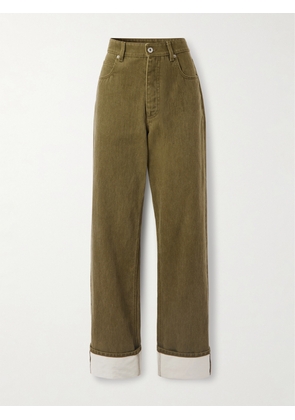 Bottega Veneta - Appliquéd High-rise Wide-leg Jeans - Green - IT36,IT38,IT40