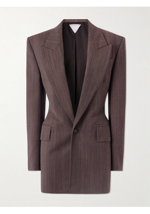Bottega Veneta - Striped Wool-blend Twill Blazer - Brown - IT36,IT38