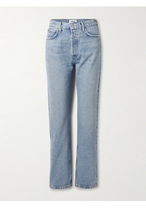 AGOLDE - 90's Pinch Waist Long Frayed High-rise Straight-leg Jeans - Blue - 23,24,25,26,27,28,29,30,31,32
