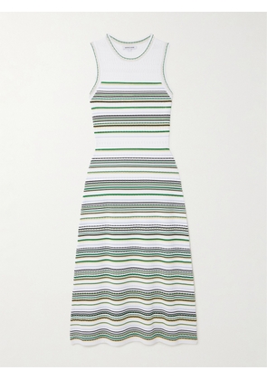 Veronica Beard - Dawna Striped Ribbed-knit Midi Dress - White - x small,small,medium,large,x large