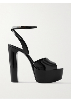 SAINT LAURENT - Jodie Patent-leather Platform Sandals - Black - IT34,IT34.5,IT35,IT35.5,IT36,IT36.5,IT37,IT37.5,IT38,IT38.5,IT39,IT39.5,IT40,IT40.5,IT41,IT41.5,IT42