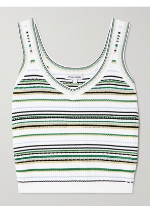 Veronica Beard - Carlin Striped Ribbed-knit Tank - White - x small,small,medium,large,x large