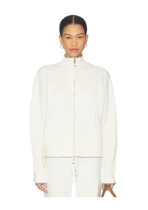 Frankies Bikinis Bea Cable Knit Sweater in White. Size L. Also in M, S, XS, XXS.