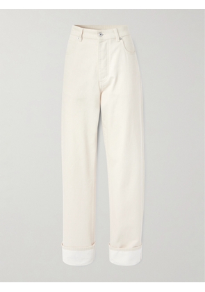 Bottega Veneta - Appliquéd High-rise Wide-leg Jeans - Cream - IT36,IT38,IT40