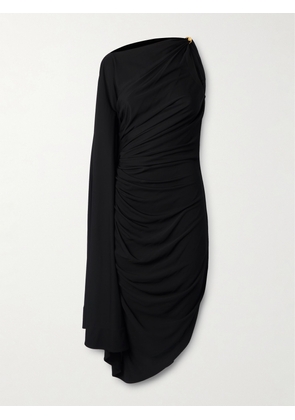 Bottega Veneta - Asymmetric Cape-effect Embellished Draped Jersey Dress - Black - IT36,IT38,IT40,IT42
