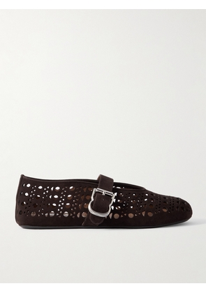 Alaïa - Perforated Suede Ballet Flats - Brown - IT35,IT36,IT36.5,IT37,IT37.5,IT38,IT38.5,IT39,IT39.5,IT40,IT40.5,IT41,IT41.5,IT42