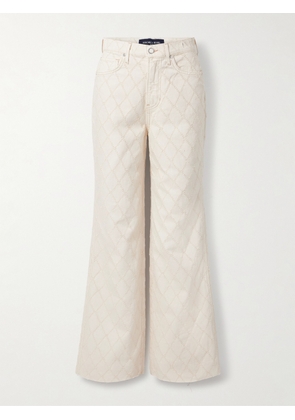Veronica Beard - Taylor Frayed Fil Coupé High-rise Wide-leg Jeans - Ecru - 24,25,26,27,28,29,30,31,32