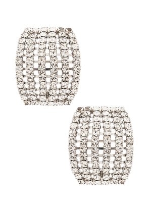 Jennifer Behr Kyrie Hoop Earrings in Metallic Silver.