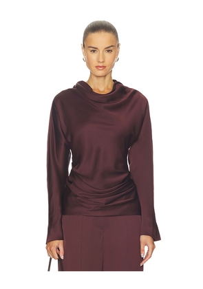 SIMKHAI Victoria Long Sleeve Draped Top in Purple. Size 0. Also in 2, 4, 6, 8.
