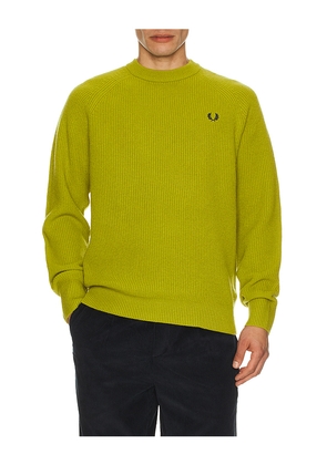 Fred Perry Lambswool Raglan Jumper in Sage. Size L. Also in S, M, XL/1X.